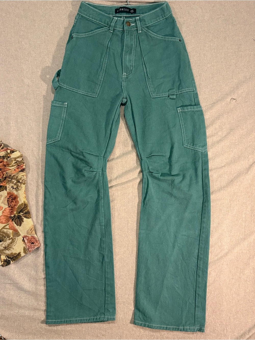 Lioness Miami Vice Women's Y2K Style High Rise Baggy Jeans Size XXS Green
